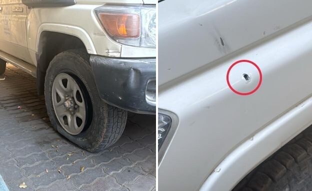 הנזק לרכבי האו"ם מירי מחבלי חמאס הנזק לרכבי האו"ם מירי מחבלי חמאס