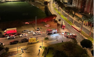 זירת השלכת הרימון בנתניה (צילום: ללא)