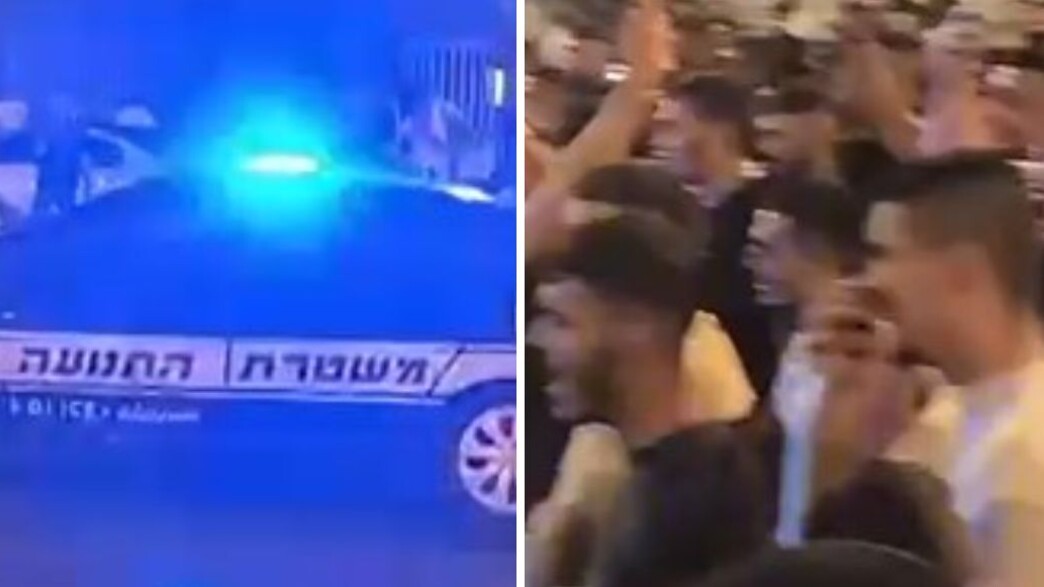 שוטר התנועה מוקף בהמון ערבי