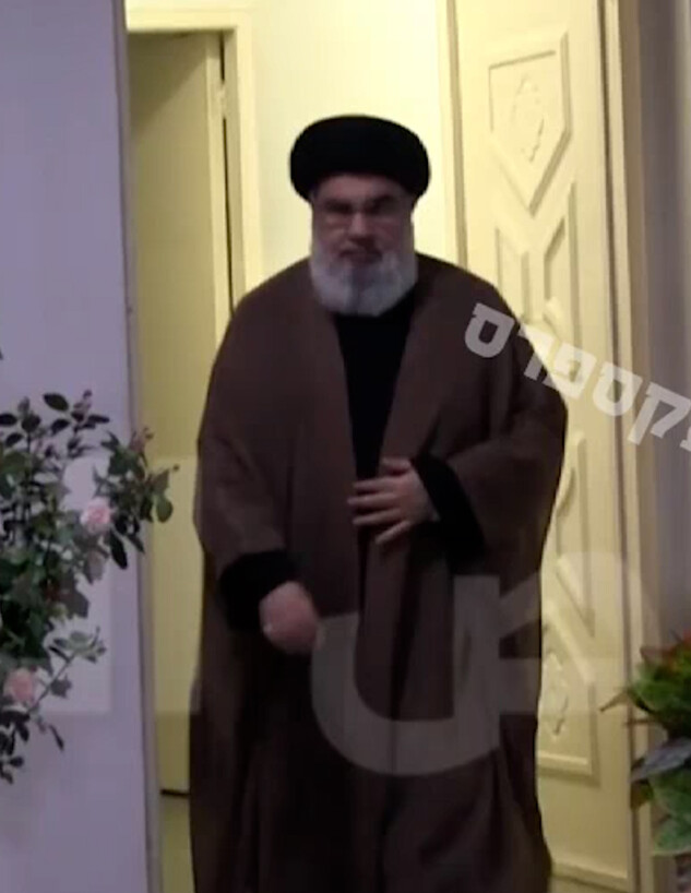 לרגל יום השנה הראשון לחיסולו: חסן נסראללה בתיעוד שהוצג לראשונה ב"מ