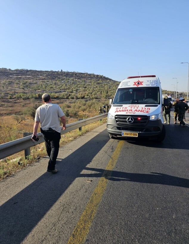 פיגוע בצומת ג'ית בכביש 55 (צילום: תיעוד מבצעי מד