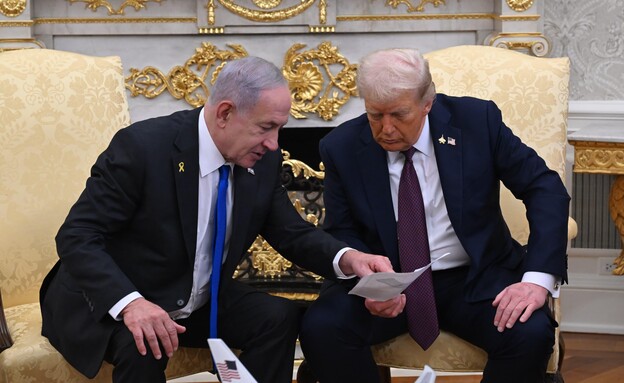 פגישת בנימין נתניהו ודונלד טראמפ בבית הלבן (צילום: אבי אוחיון, לע