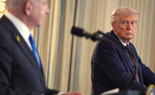 נתניהו טראמפ במסיבת העיתונאים (צילום: ap)