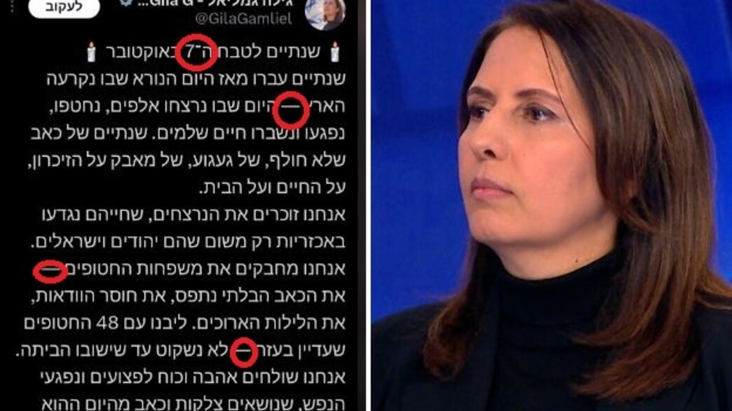גילה גמליאל והציוץ ל-7.10 באמצעות AI גילה גמליאל והציוץ ל-7.10 באמצעות AI