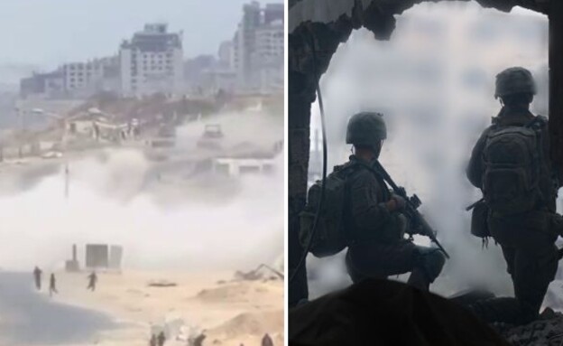 פעילות הכוחות בעזה וירי הרחקה שבוצע (צילום: דובר צה"ל, תקשורת ערבית)