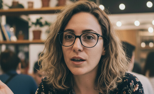 אישה צעירה יושבת בבית קפה (AI: mako)