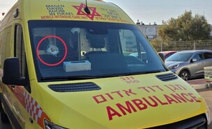 האמבולנס שנפגע מאבנים בדרום (צילום: מד"א )