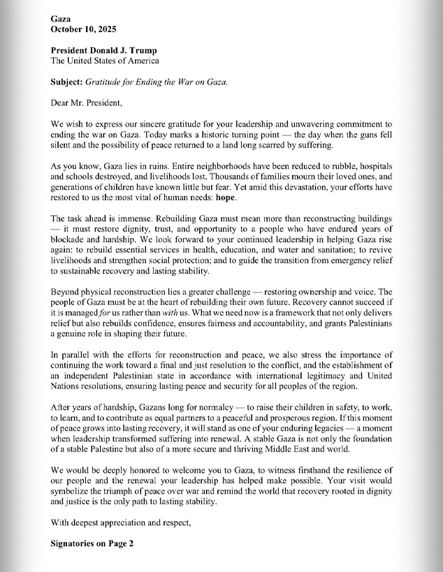 ההזמנה שקיבל טראמפ מהטכנוקרטים לביקור בעזה