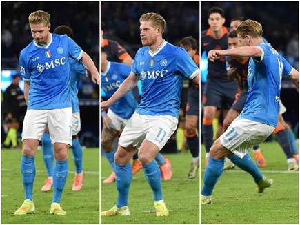 רגע הפציעה של קווין דה בריינה. בנאפולי מודאגים (GETTY) (צילום: ספורט 5)