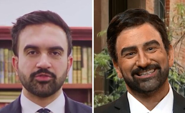 זוהראן ממדאני והחיקוי ב"בארץ נהדרת" (צילום: זוהראן ממדאני: אינסטגרם | עמרי אנגל: מתוך "ארץ נהדרת", קשת 12)