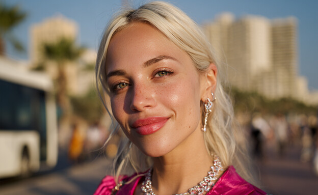 אישה בלבוש ורוד מסתכלת למצלמה (AI: mako)