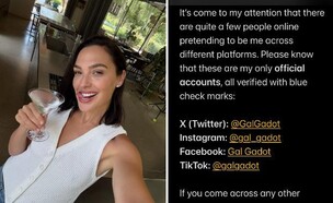 האזהרה של גל גדות כי מתחזים אליה (צילום: gal_gadot, instagram)