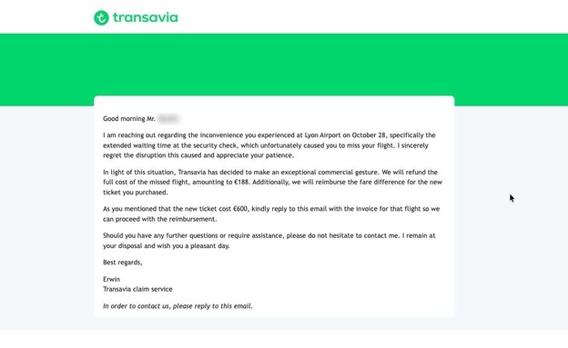 תגובה מנמל התעופה בליון