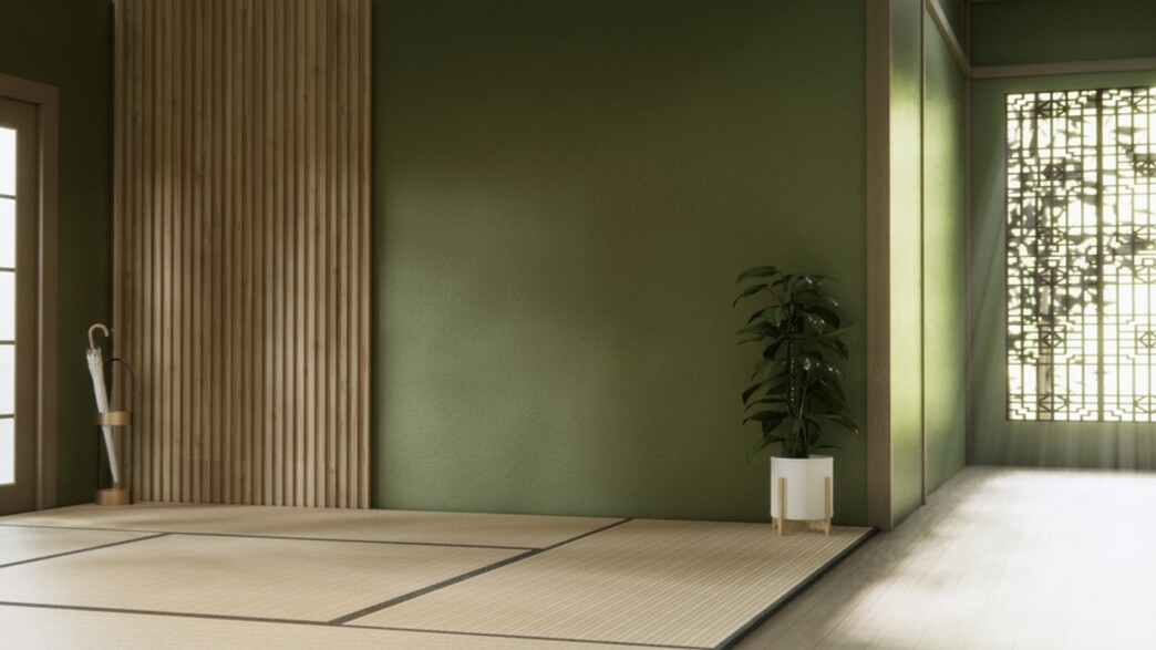 חדר יפני עם רצפת טטאמי