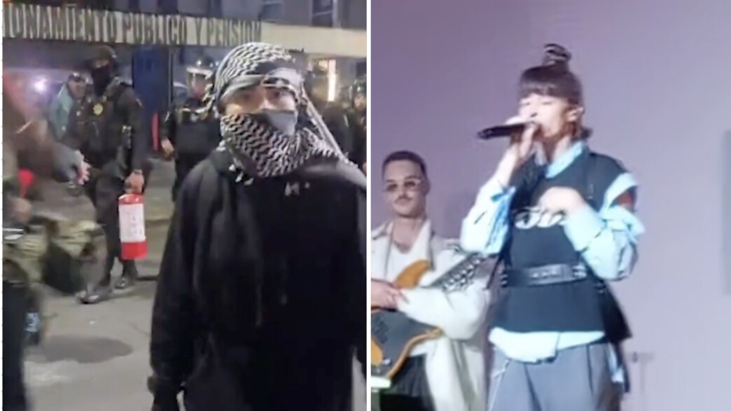 פרו-פלסטינים מחוץ להופעה של נגה ארז במקסיקו סיטי