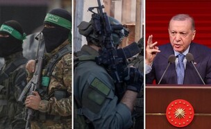 הנשיא הטורקי והכוחות מול המחבלים (צילום: Yavuz Ozden/ dia images via Getty Images | דובר צה"ל | רשתות עזתיות)