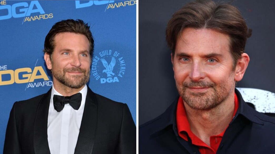 בראדלי קופר, 2025 לעומת 2019 (משמאל)