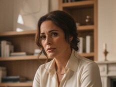 אישה עשירה יושבת על ספה