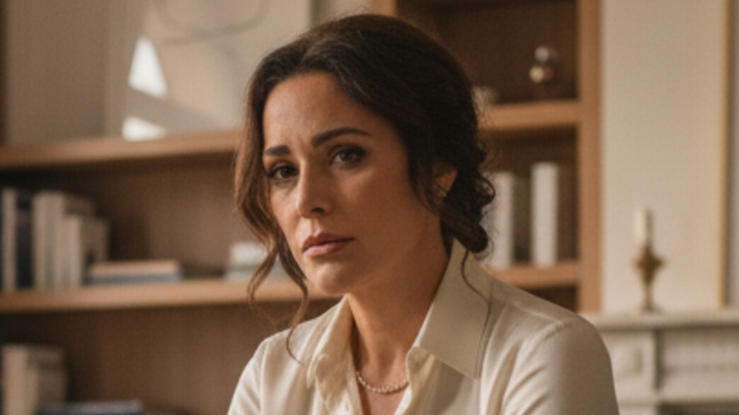 אישה עשירה יושבת על ספה