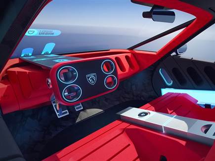 הגה מרובע, על-חוט, עם פקדים ששוכנים בתוך ה&ldquo;חורים&ldquo; העגולים