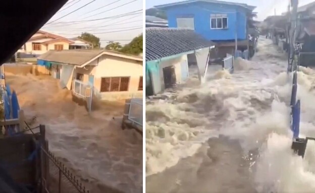 הצפות בתאילנד (צילום: צילום מסך)