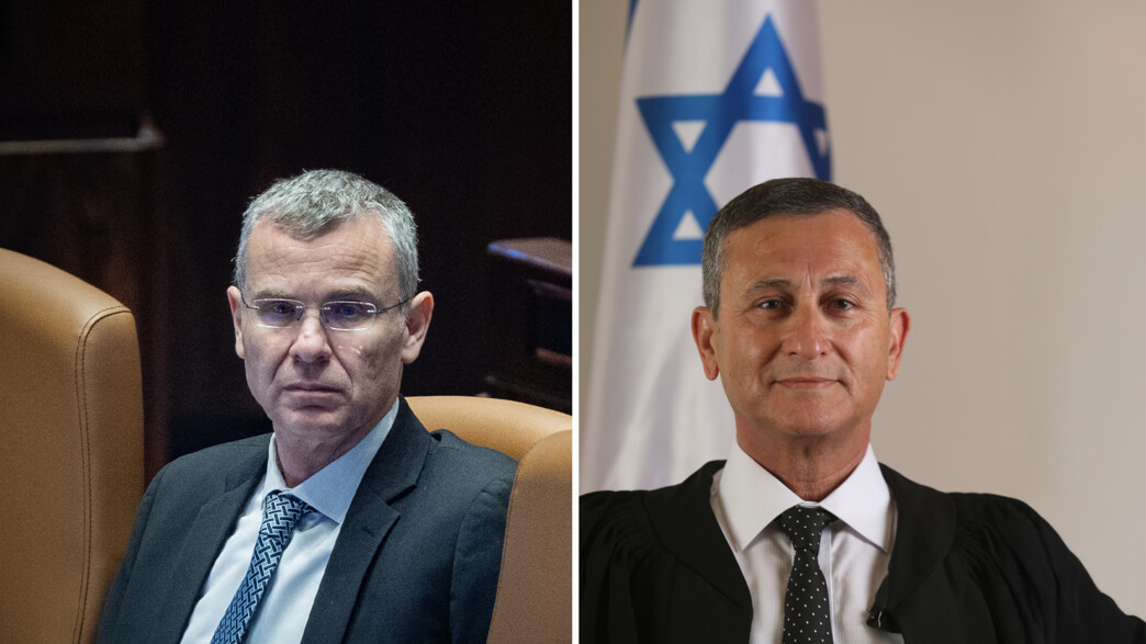 השופט בדימוס יוסף בן חמו ושר המשפטים יריב לוין השופט בדימוס יוסף בן חמו ושר המשפטים יריב לוין