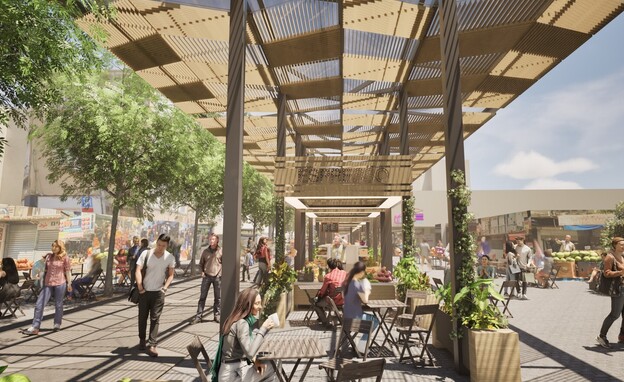 שוק נתניה הפרויקט החדש חזית  הדמיה שריג וקסמן אדריכלות נוף