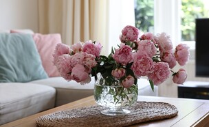 פרחים באגרטל בסלון (צילום: shutterstock_New_Africa)