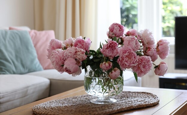 פרחים באגרטל בסלון (צילום: shutterstock_New_Africa)