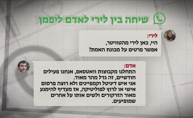 התכתבות מתוך הוואטסאפ של לירי ואדם