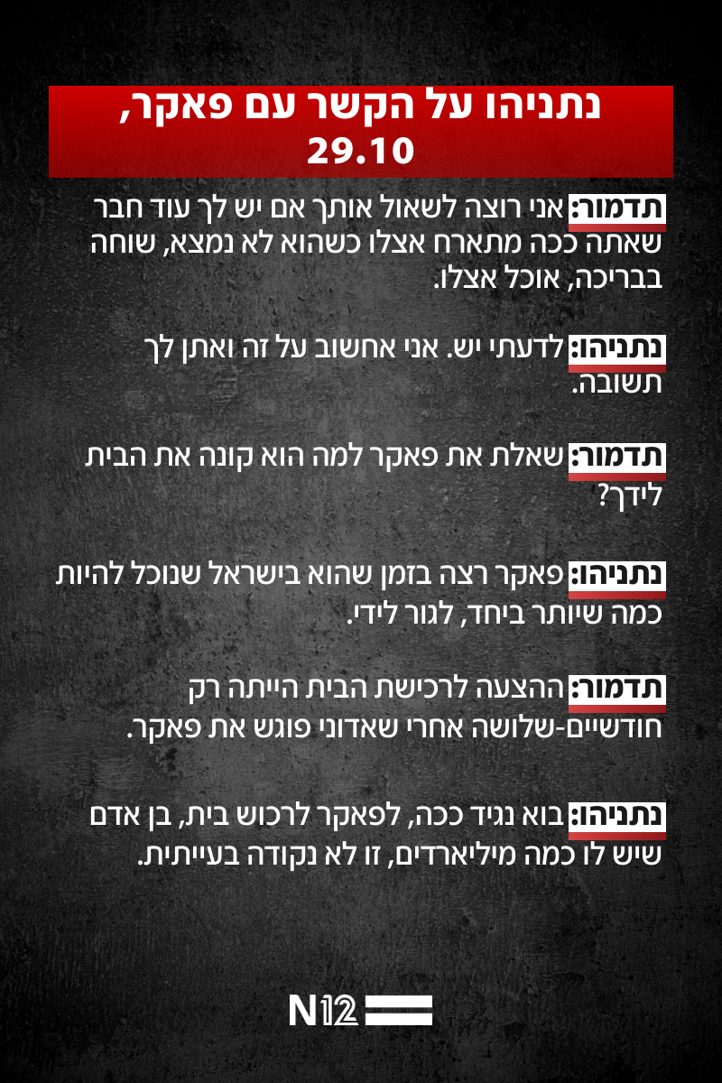 נתניהו על הקשר עם פאקר, 29.10 נתניהו על הקשר עם פאקר, 29.10