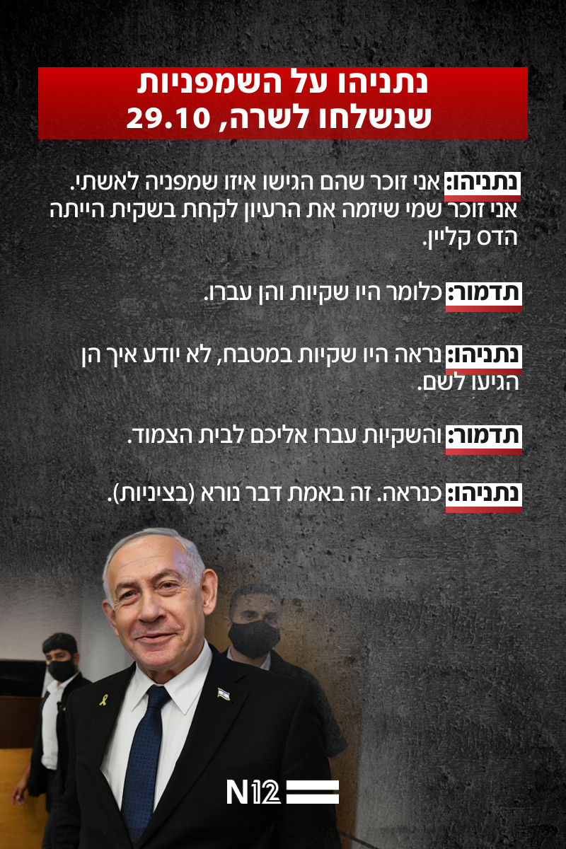 נתניהו על השמפניות שנשלחו לשרה, 29.10 נתניהו על השמפניות שנשלחו לשרה, 29.10