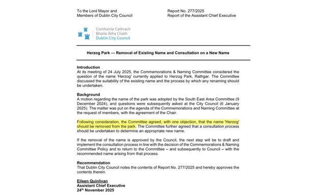 החלטת ועדת השמות במועצת העיר דבלין