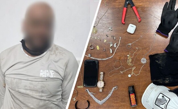 מעצר הפורץ (צילום: דוברות המשטרה)