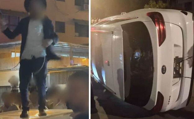 החשוד קופץ על גג ניידת של המשטרה הצבאית