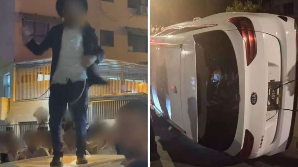 החשוד קופץ על גג ניידת של המשטרה הצבאית החשוד קופץ על גג ניידת של המשטרה הצבאית