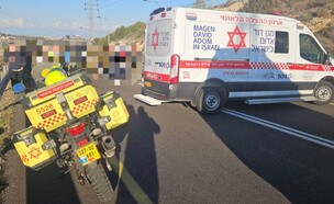 זירת הפיגוע בכביש 465 סמוך לעטרת (צילום: תיעוד מבצעי מד"א)