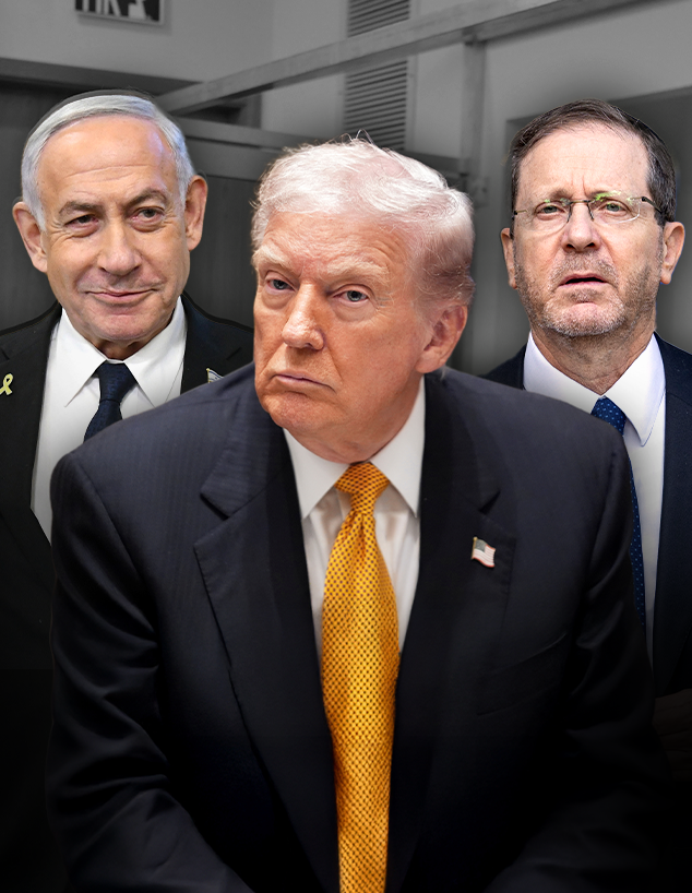 יצחק בוז'י הרצוג, דונלד טראמפ, בנימין נתניהו (עיבוד: פלאש 90, AP)