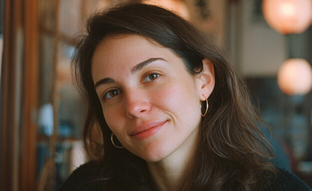 אישה יושבת בבית קפה (AI: mako)