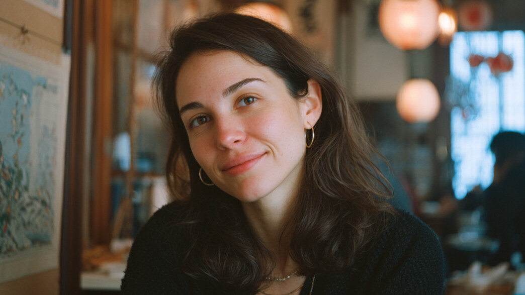 אישה יושבת בבית קפה אישה יושבת בבית קפה