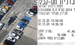 קבלה על חנייה של פחות משעתיים שעלתה כמעט 50 שקל (צילום: גילי יערי, פלאש 90)