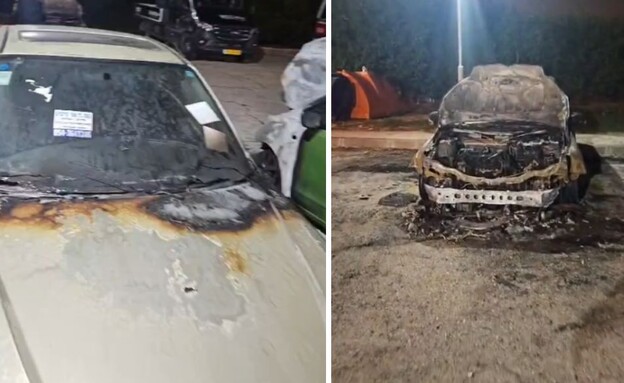 רכבים שעלו באש בעקבות הצתה ברמלה