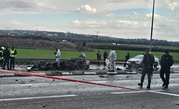 זירת פיצוץ הרכב בצומת נהלל