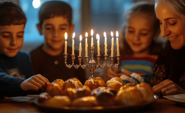 משפחה מברכת ומדליקה נרות חנוכה משפחה מברכת ומדליקה נרות חנוכה