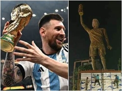 בגובה של למעלה מ-20 מטר. מסי והפסל (GETTY) (צילום: ספורט 5)