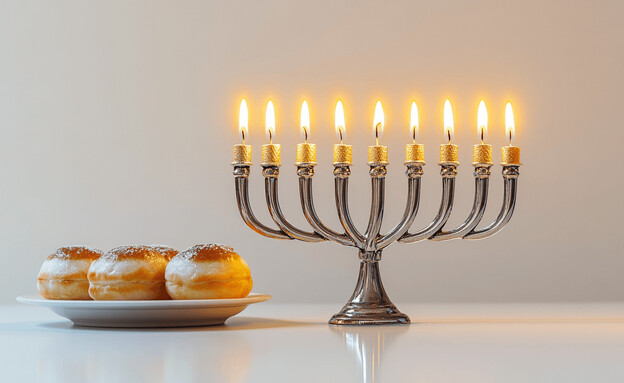 סופגניות וחנוכיה דולקת סופגניות וחנוכיה דולקת