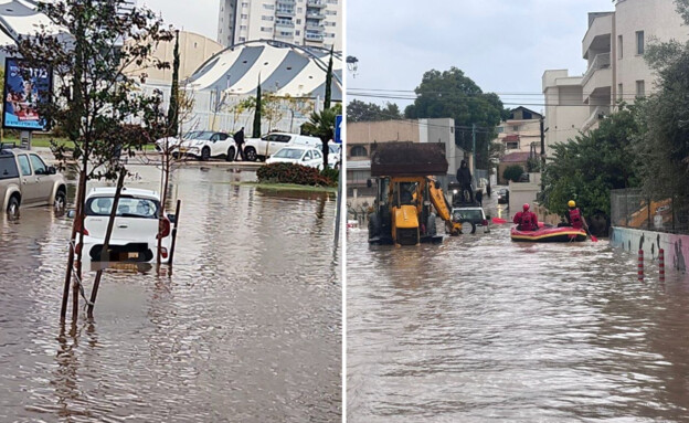 תיעוד מההצפות ביבנה ובבאקה אל גרביה