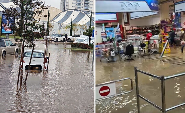 תיעוד מההצפות ביבנה