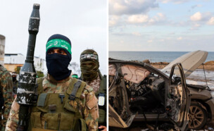 מחבלי חמאס וזירת התקיפה (צילום: TPS, Reuters)