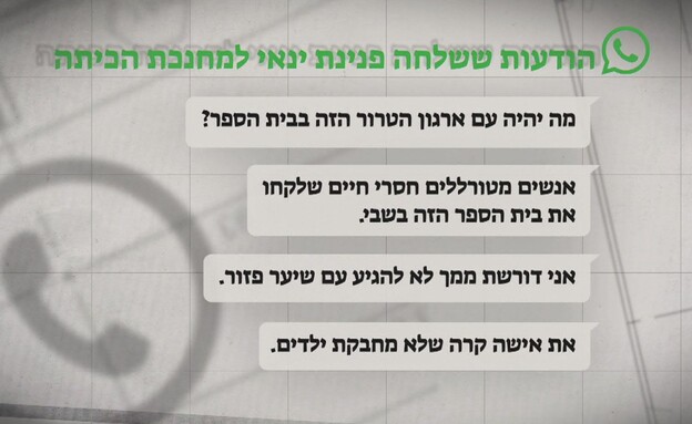 הודעות ששלחה פנינת ינאי למחנכת הכיתה